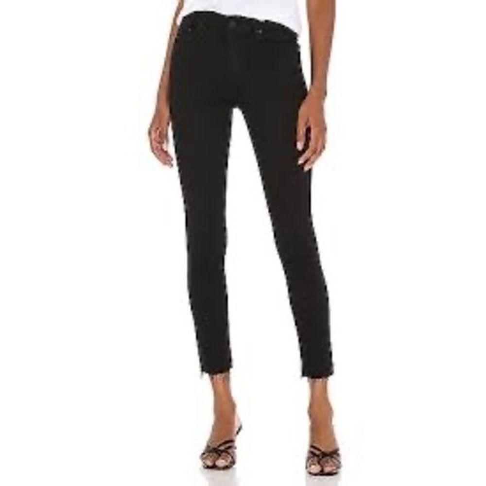 Mother‎ The Looker Ankle Fray Jeans Not Guilty Black Skinny Cropped Size 27